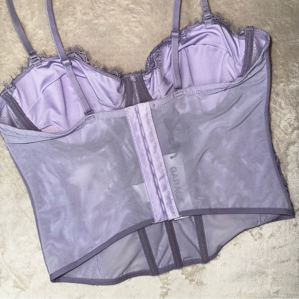 NWT Garage Purple Chrishell Lace Mesh Bustier - Picture 12 of 16